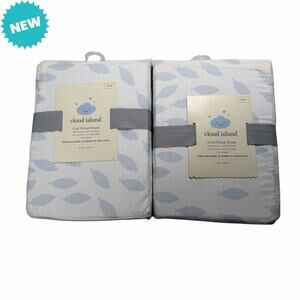 2-Crib Fitted Sheets Cloud Island 100% Cotton Standard Crib Mattresses Blue NEW